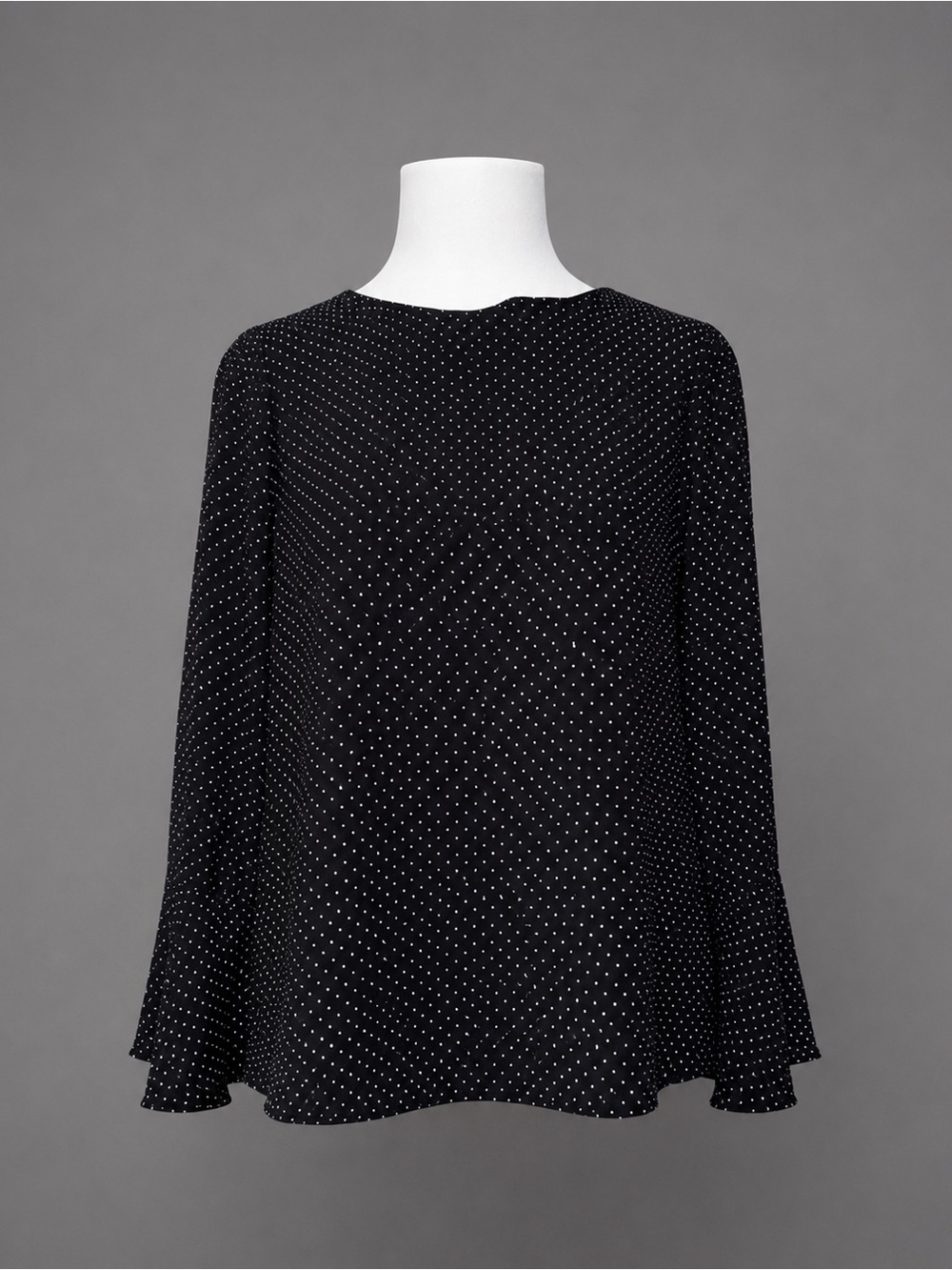 Ann Taylor Medium Black Polka Dot Flare Sleeve Blouse